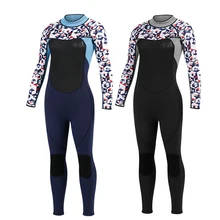 

Women's New 3MM Neoprene Wetsuit Fashion Exquisite Printing One Piece Long Sleeve Warm Surf Suit Sunscreen Snorkeling Wetsuit