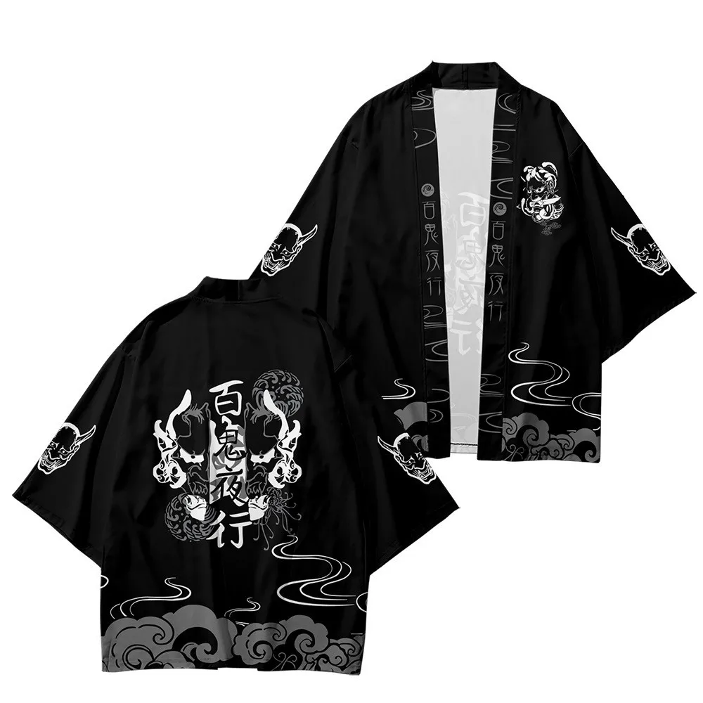 Large Size 6XL 5XL 4XL Fashion Japanese Anime Robe Cardigan Women Men Harajuku Demon Cosplay Shirts Yukata Haori Kimono