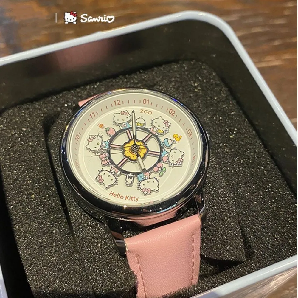 

Sanrios Anime Kawaii Cinnamoroll Hellokittys Carousel Watch Female Students Fashion Water Proofing Lady Birthday Christmas Gift