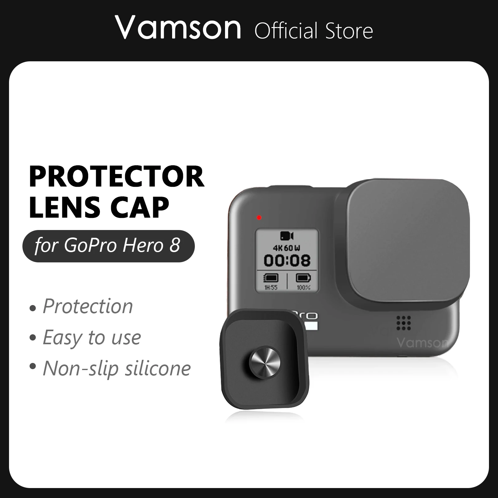 Vamson Cappuccio Protettivo Per Gopro Hero 8 Nero Action Camera Protector Copriobiettivo Per Go Pro 8 Action Camera Accessorio Vp721