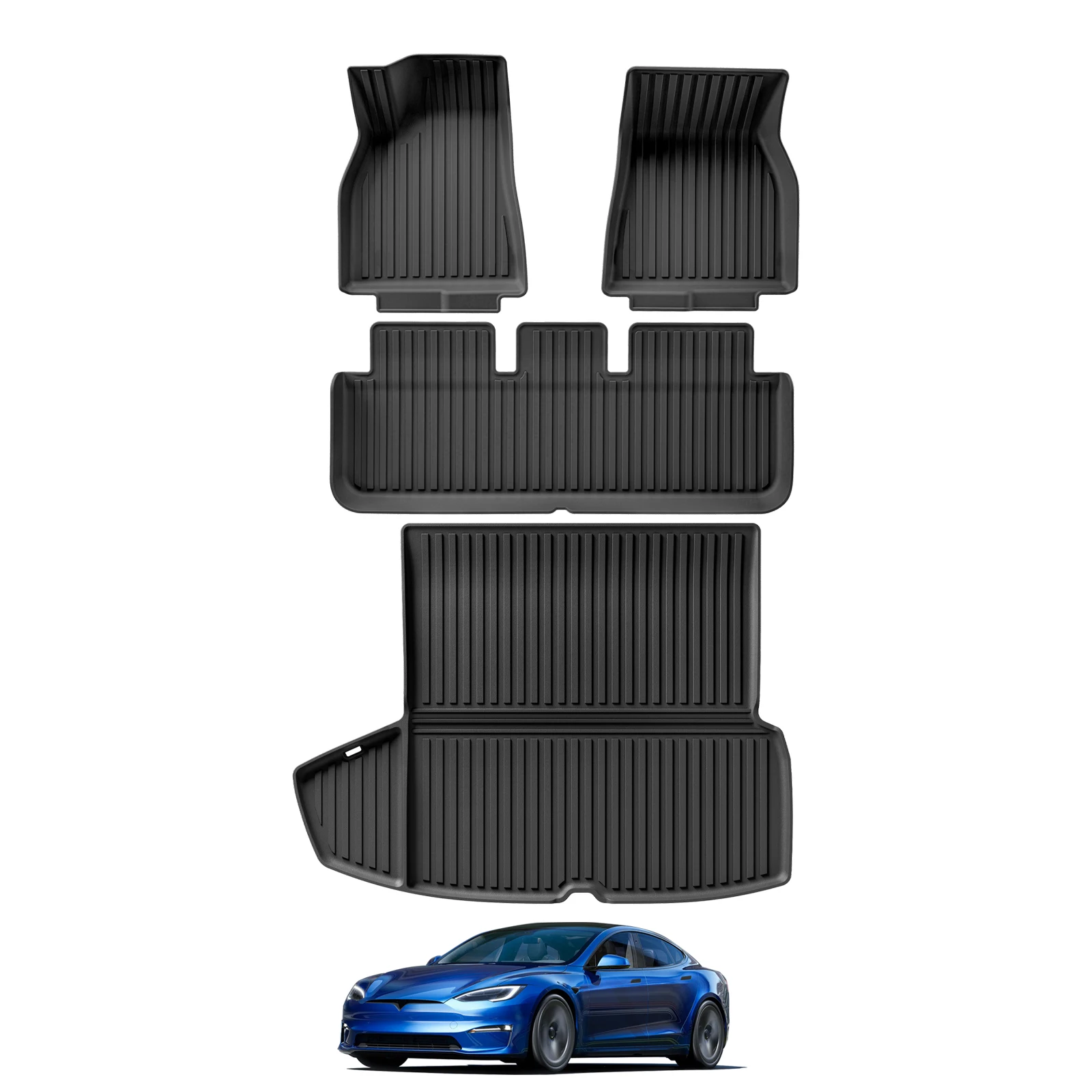 

for Tesla Model S 2021 - 2023 TPE 3D Car Floor Mats Cargo Liner Trunk Pad Waterproof Protective Auto Accessories Left Rudder