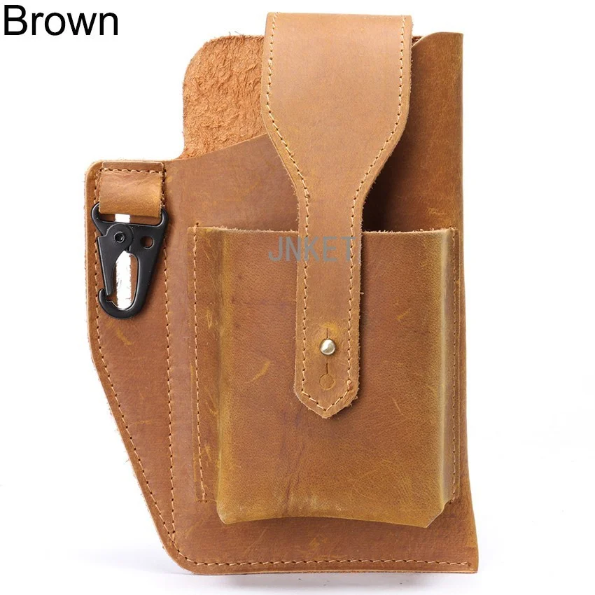 Retro Men Crazy Horse Leather Belt Waist Bag Cellphone Bag Leisure Waist Pack