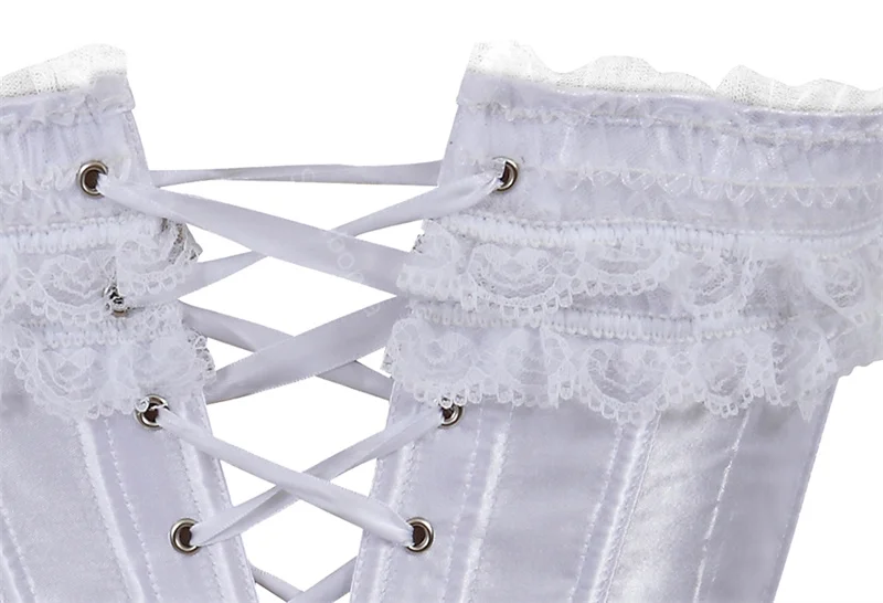 lace up layered corset（white,F） Sapubonva Corset Top Bustier Plus Size Overbust Zipper for