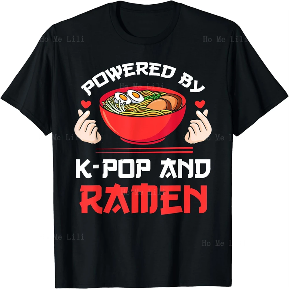 Alimentato Da K-Pop E Ramen Kpop Merch Merchandise Uomo Donna T-Shirt Oversize