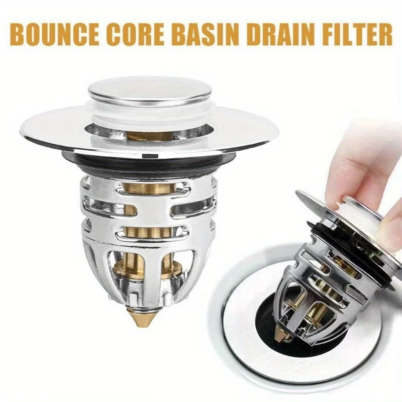Waterproof Bathroom Sink Plug Stopper Wash Basin Core Bounce Up Drain Filter Sink Plug