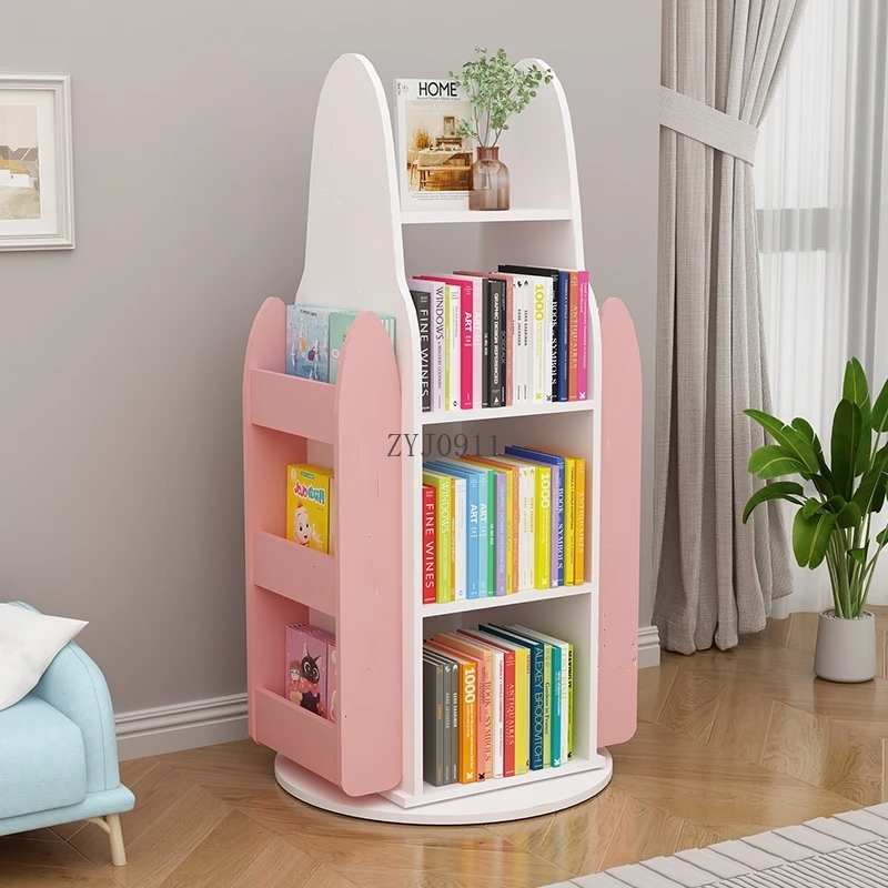 Simple small rocket rotating bookshelf children's picture book rack living room shelf