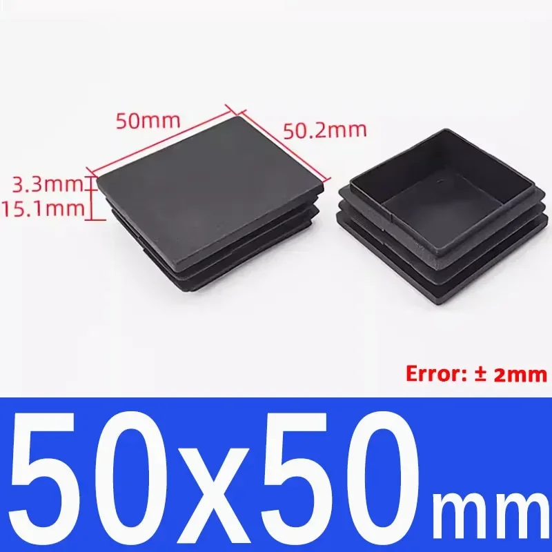 Black Square Plastic End Caps for Table or Chair Feet Protection