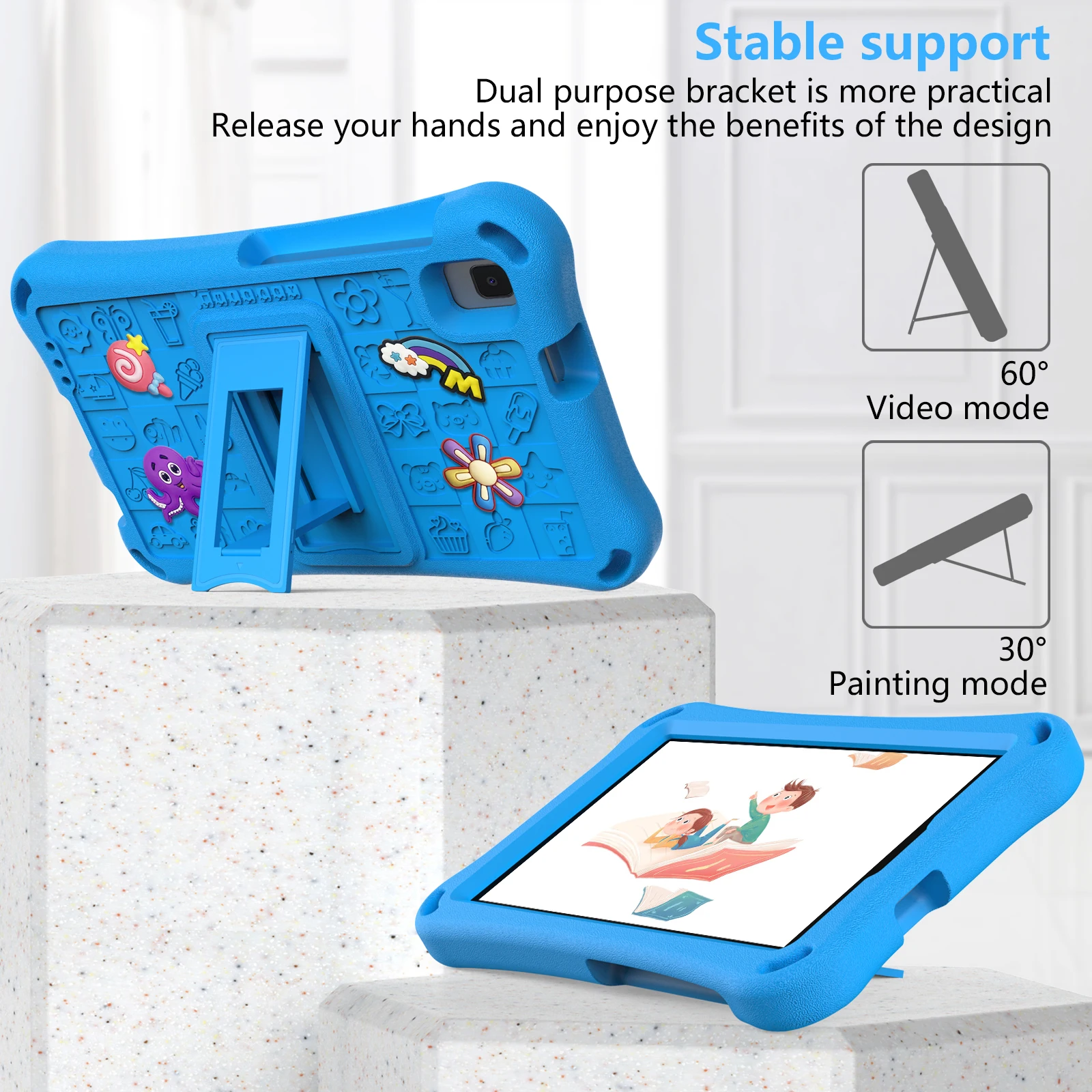 Kids Cartoon EVA Tablet Cover with Built-in Stand - Soft Protective Case