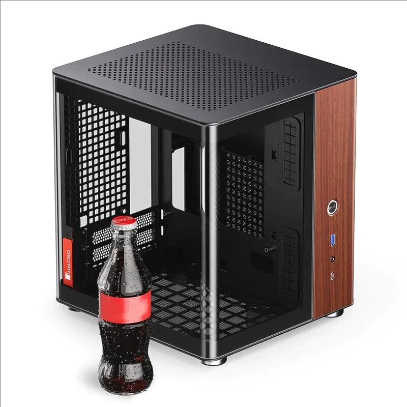 JONSBO TK-0 Small Case Black/White Mini Hyperbolic Sea View Room ITX Aluminum Alloy Shell Walnut Board Type-C Case