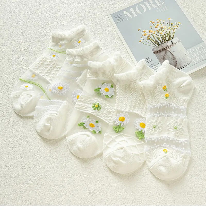 Sommer-Bootssocken für Damen, ultradünne, atmungsaktive, mit Spitzenausschnitt versehene, kurze Socken aus Kristallglasfaser, kühle Eisfaser-Kurzsocken, Spitzensocken – Detail 3