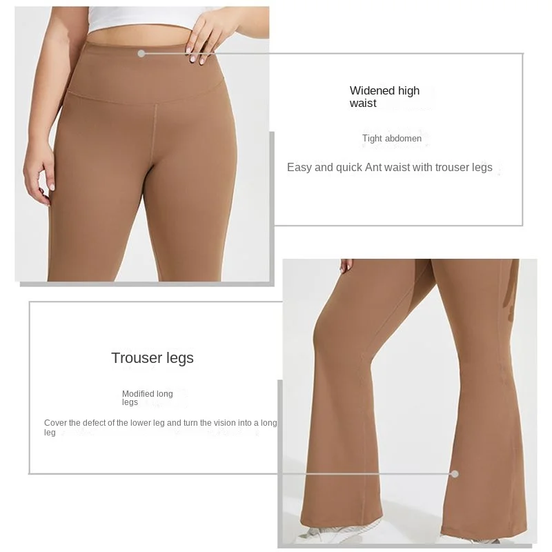 150kg Yoga Pants Women Seamless Leggings Outdoor Sex Open Crotch Stretch High Waist Peach Hip Trousers Dance Bell-Bottom Pants