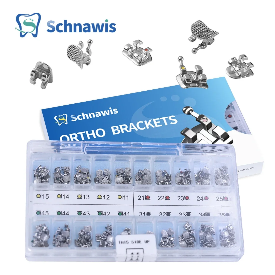 10ชุดอุปกรณ์จัดฟันวงเล็บโลหะขนาดเล็ก MBT edgewise Roth วงเล็บ022 "018" ช่อง345ตะขอเครื่องมือทันตกรรม ortodoncia 1