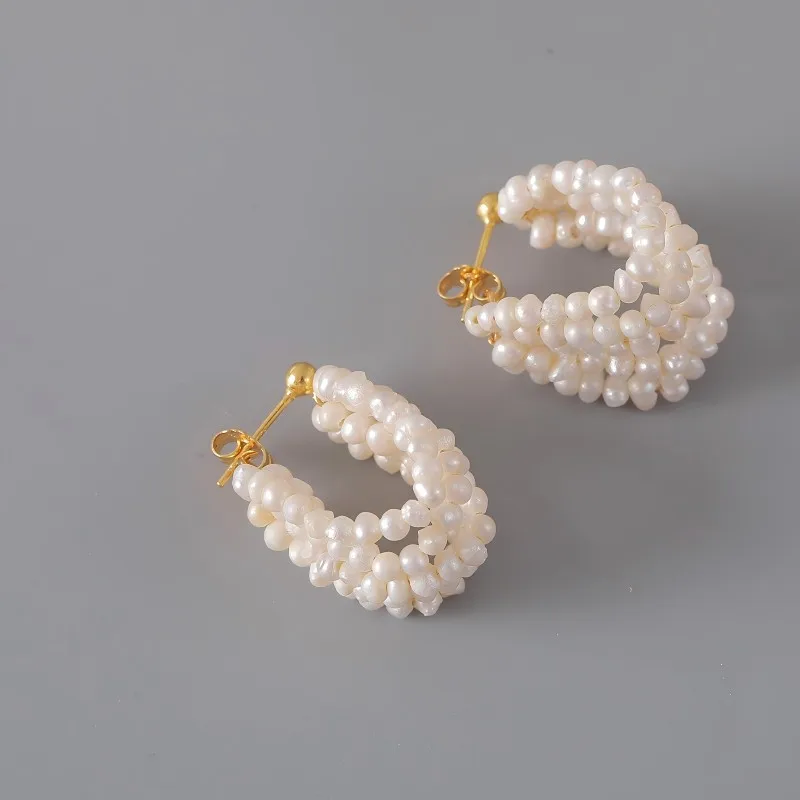 Pearl earrings High fashion sense Multi-layered pear Vintage Niche temperament Natural freshwater pearls Ladies' earrings