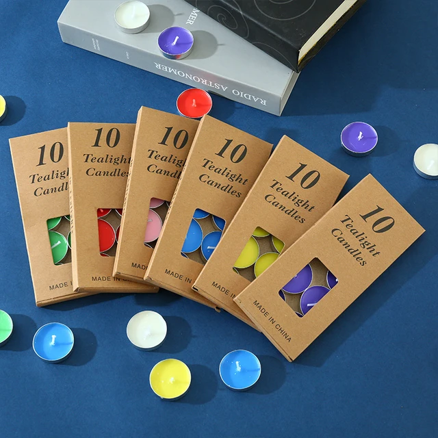 Romantic Proposal Confession Aromatherapy Small Candle Tea Pot Base Circular Tea Fragrance Birthday Candles 10Pcs/Box