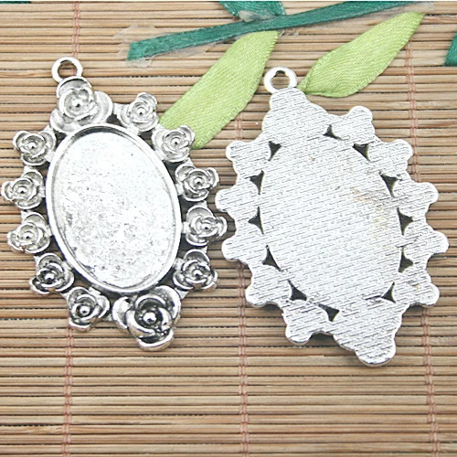 Mixed 2colors rose flowers rim cabochon settings(caobhon size 20x30mm) 12pcs EF1205-1206