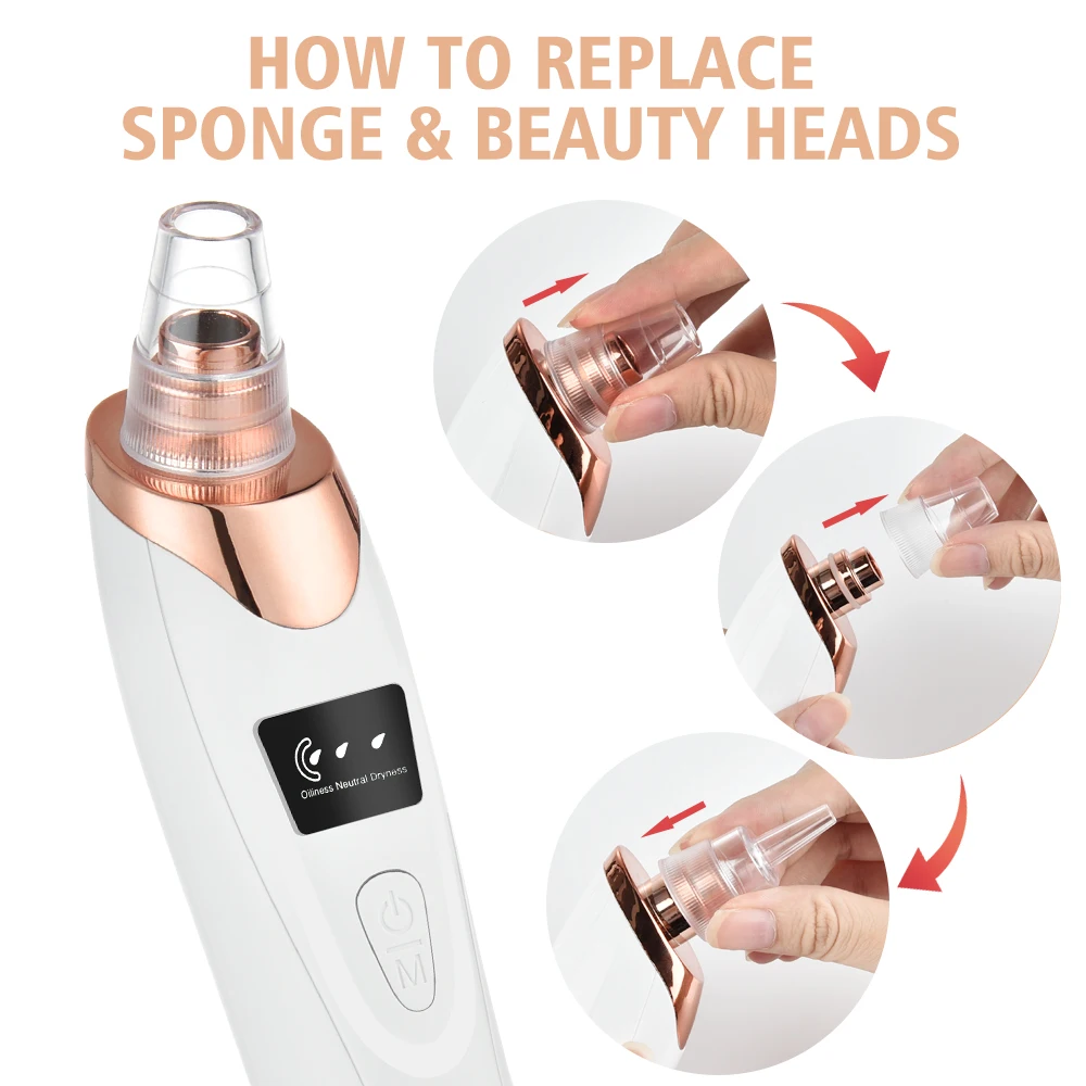 Electric Vacuum Suction Blackhead Remover Facial Pore Cleaner Comedone Spot Acne Pimple Blackhead Extractor USB Rechargeable 6
