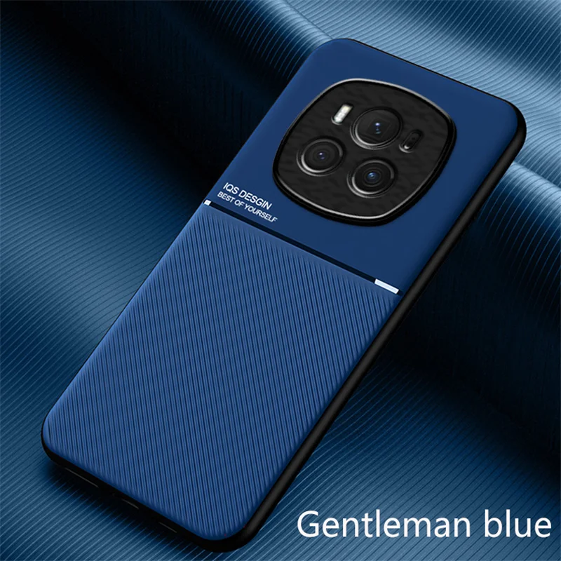 Leather Magnetic Car Holder Case with Silicone Frame – Shockproof Protection