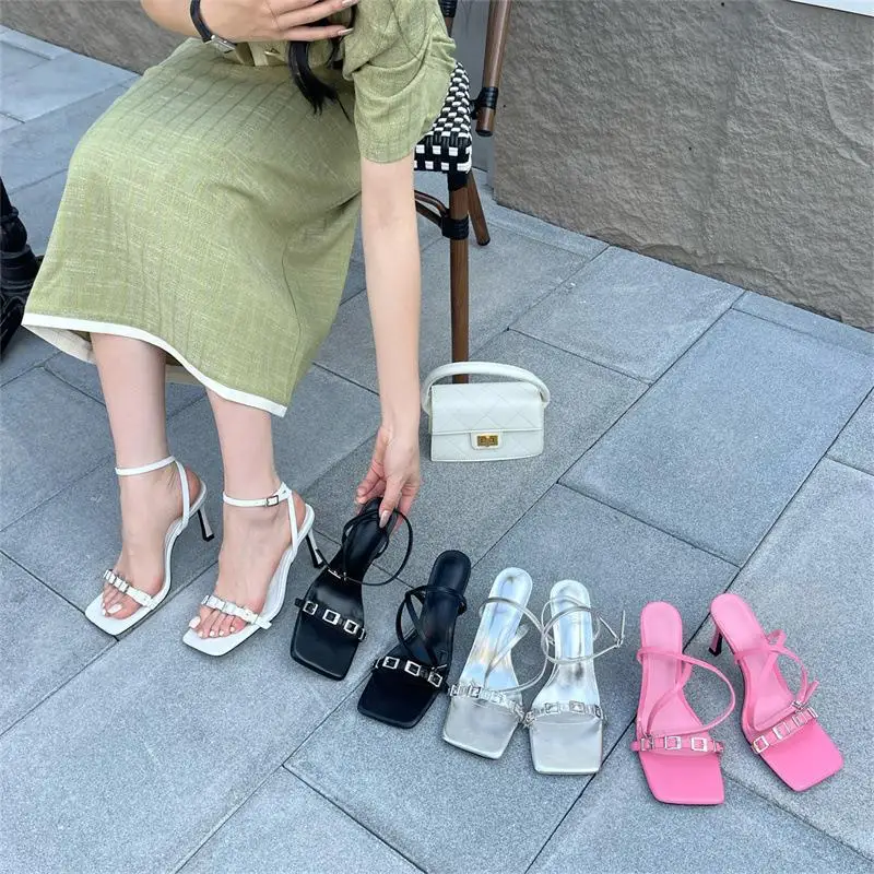 

Босоножки на шпильке, модная женская обувь, 2024, женский костюм, бежевый, квадратный носок, Роскошные, удобные, высокие, черные, низкие, Rhi