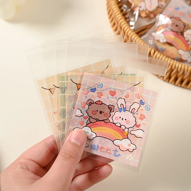 100pcs LBSISI Life 7x7 + 3cm Candy Cookie Bags For Nougat Wedding Self Adhesive Bag jewelry Gift Poly Small Plastic Soap Package plastic candy bags