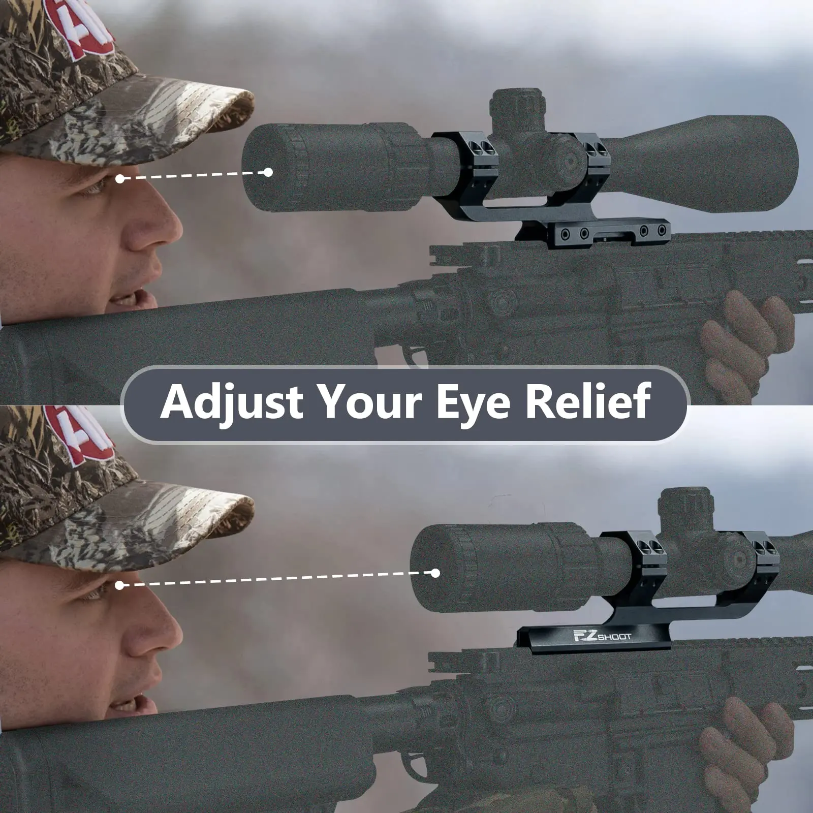 Relife Cantilever Offset Scope Mount 1 inch 30mm Dual Rings Adjustable Base 20mm Picatinny Rail