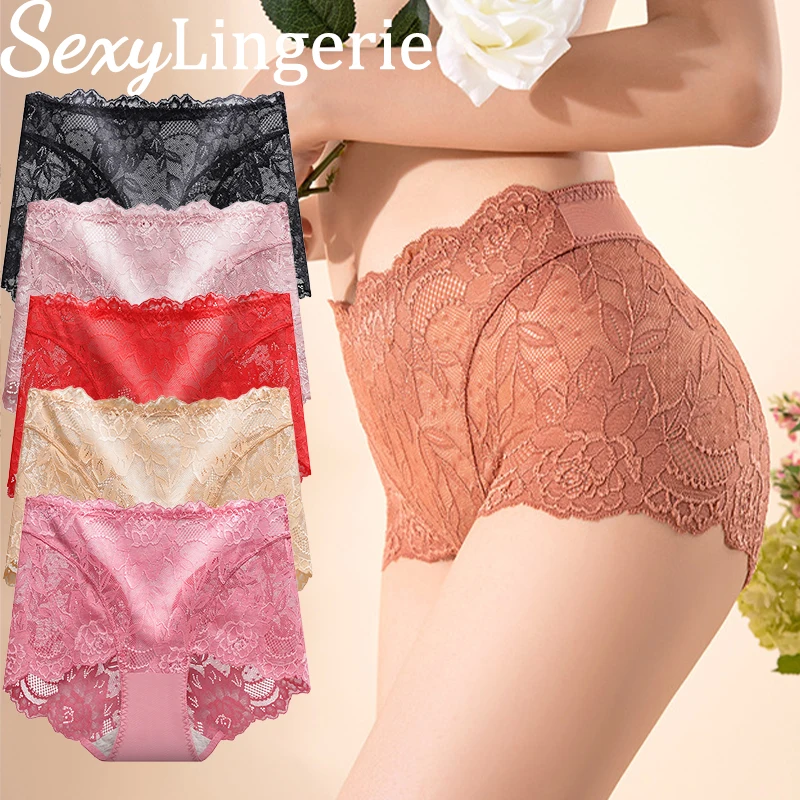 Fashion Women Sexy Lace High Waist Panties Transparent Ultra-thin