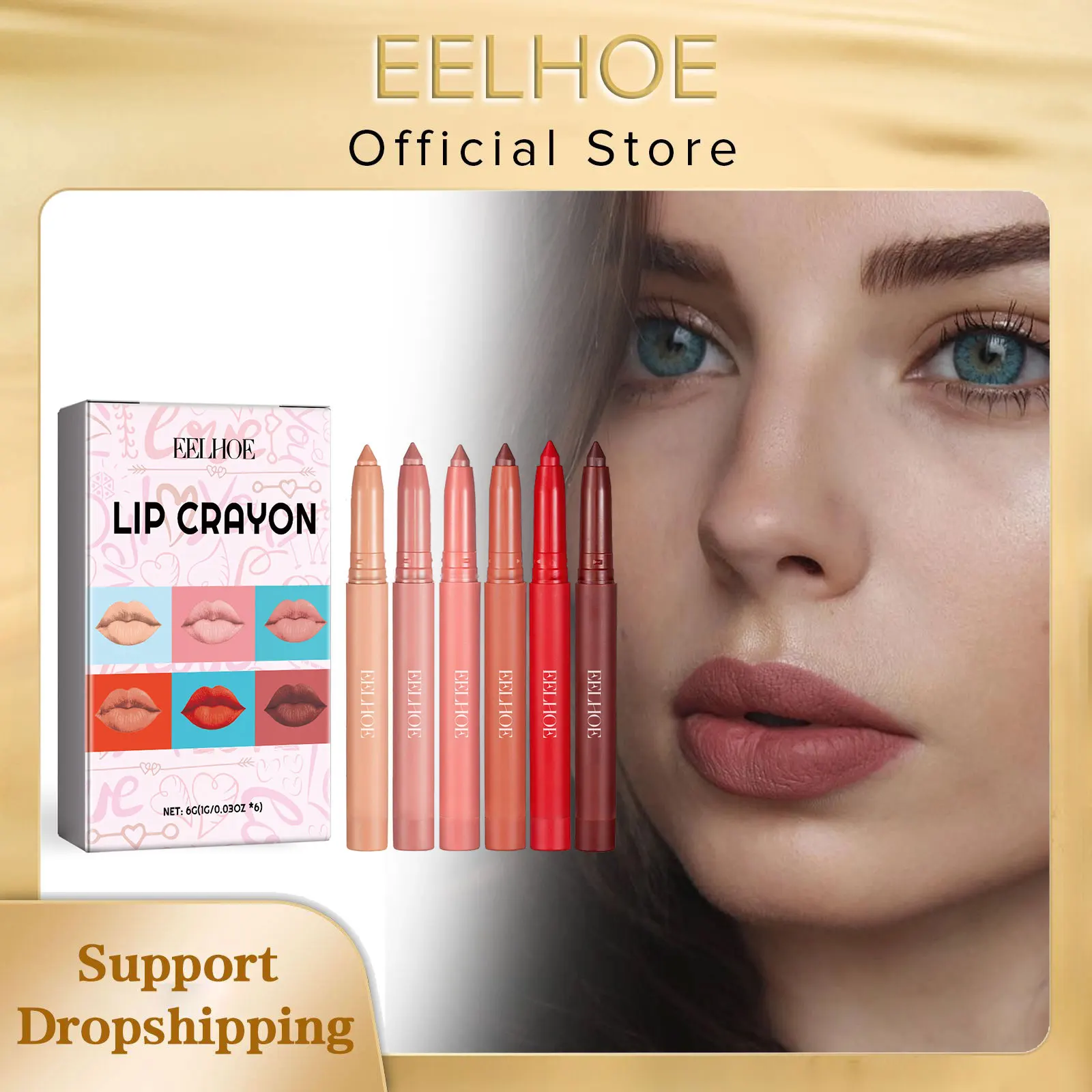 

EELHOE 6color Matte Smooth Waterproof Lip Liner Dark Brown Contour Long-Lasting Lipstick Lady Charms Cosmetics Make up Lip Liner