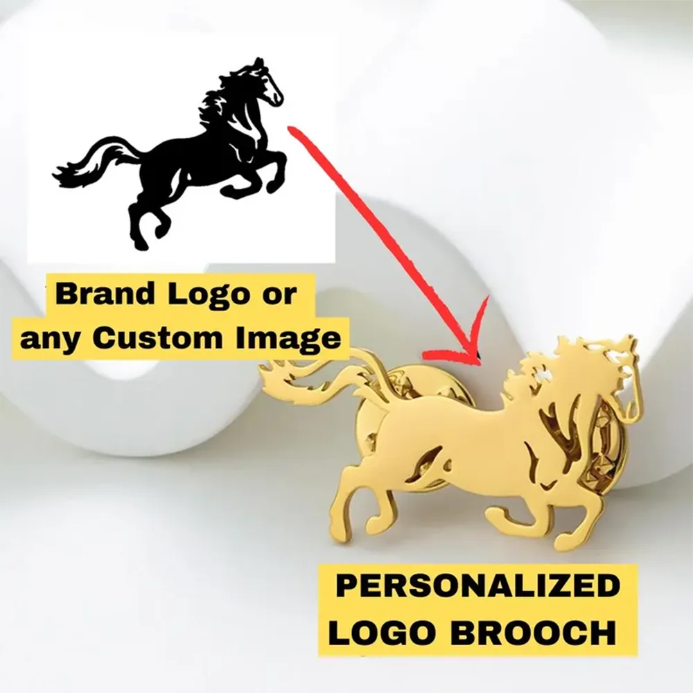 Персоналізований логотип компанії Картина Зображення Користувальницька брошка Шпильки з нержавіючої сталі Шпилька для коміра Подарункові значки Ювелірні вироби для одягу