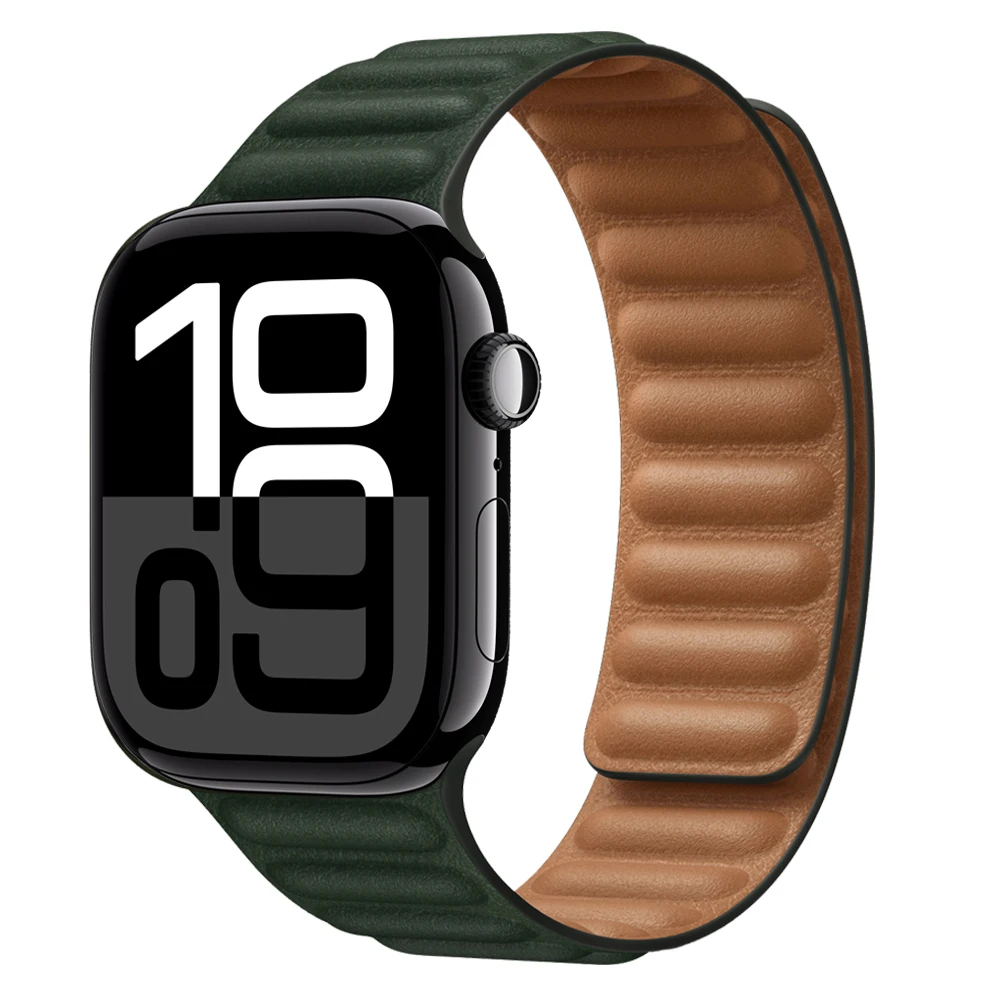 Premium Leather Magnetic Loop Watch Band Strap - Elegant Bracelet Design