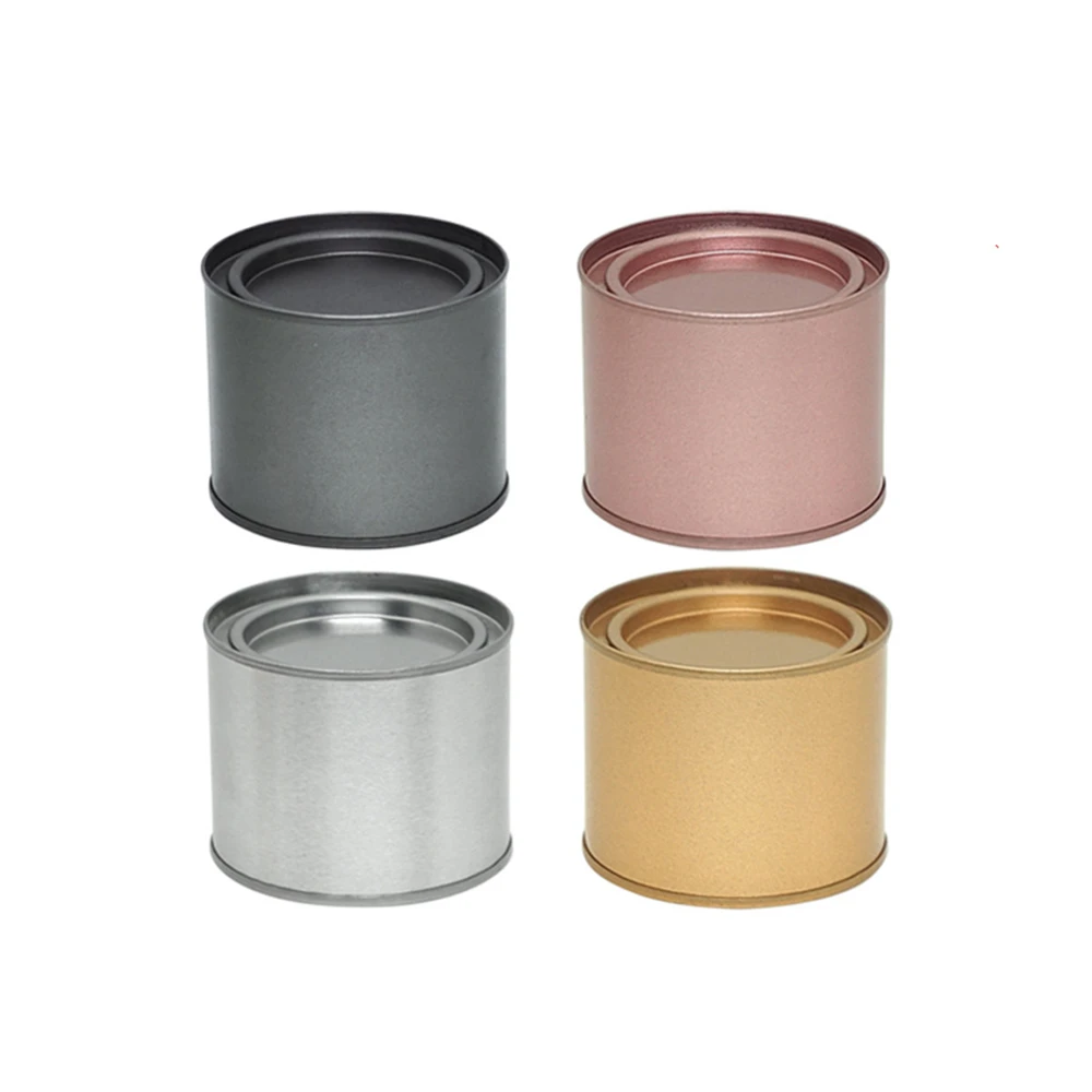 

4Pcs 250ml Multipurpose Round Metal Containers Tea Can Storage Lid Jars for Cosmetic Organizer Gold Silver Black Candle Can 2024