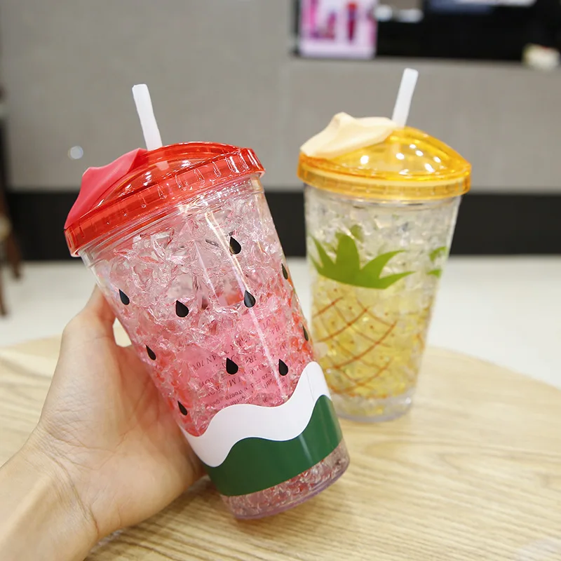 Baro double-drinking cup large capacity straw cup ice bar cup high  temperature tritan tea cup plum sandwich 1200ml 