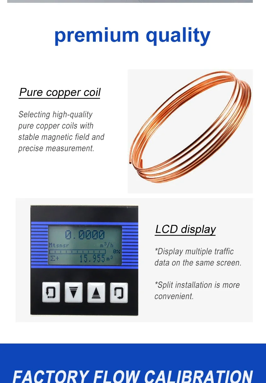 DN50 Splt Magnetic Flow Meter Pipeline SewageLiquid Electromagnetic FlowmeterChe