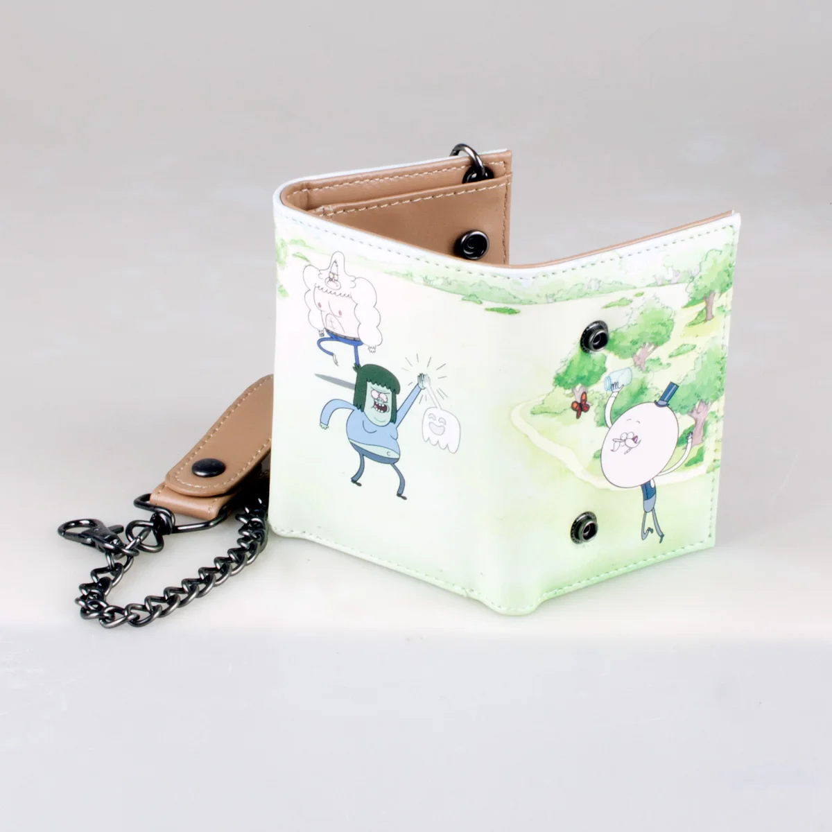 High-Quality Printed Triple-Fold Chain Wallet Fashion Relief Card Holder ID Window