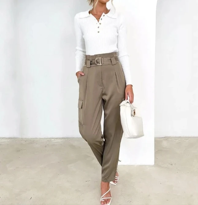 Set Women's New Hot Selling Fashion 2023 Spot Autumn Polo Long Sleeve Slim Fit Top&casual Elegant Harlan Set Pants Set