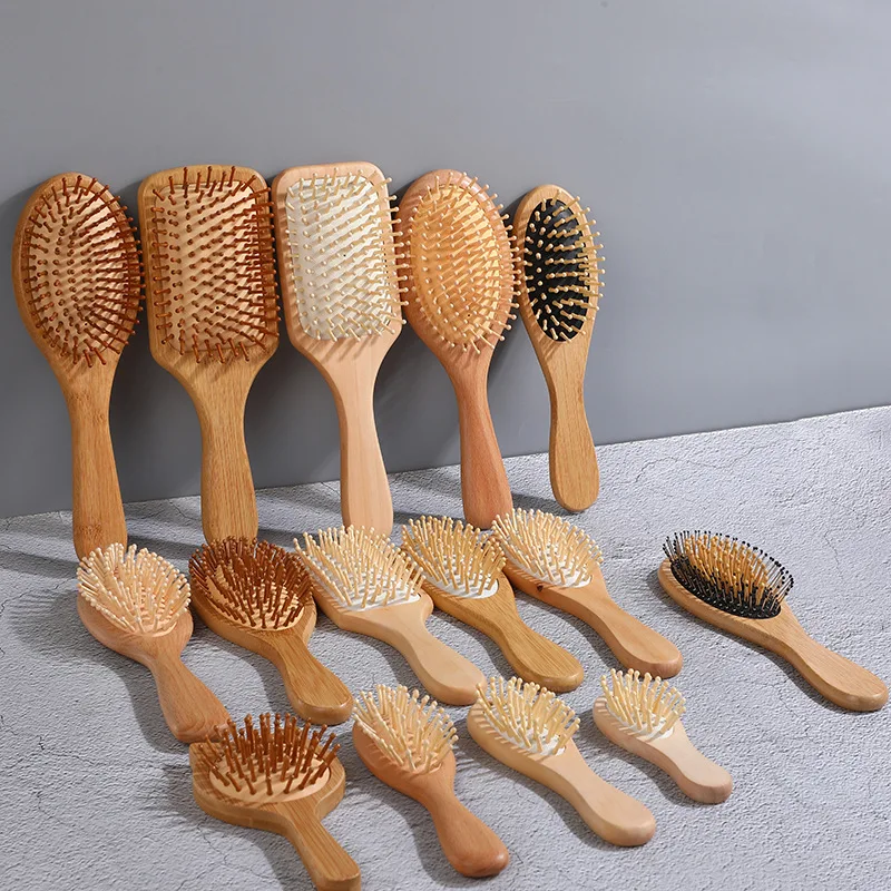 Bamboo Comb Hand-held Round-head Bamboo Teeth That Do Not Hurt Hair Household Rubber Air Cushion Comb Professional Hair Products hair comb hair comb set