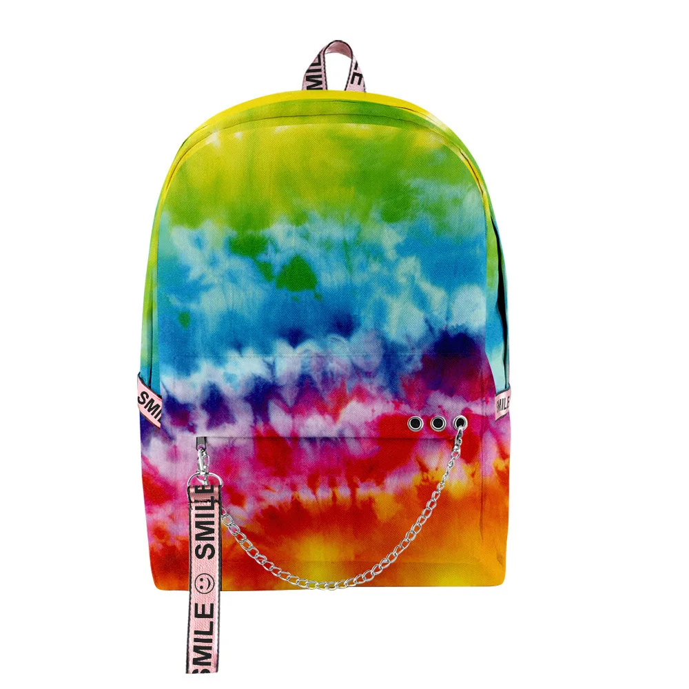 Cartoon Novelty Cool School Bags Unisex Colourful Tie dye Travel Bags 3D Print Oxford Waterproof Notebook Shoulder Backpacks