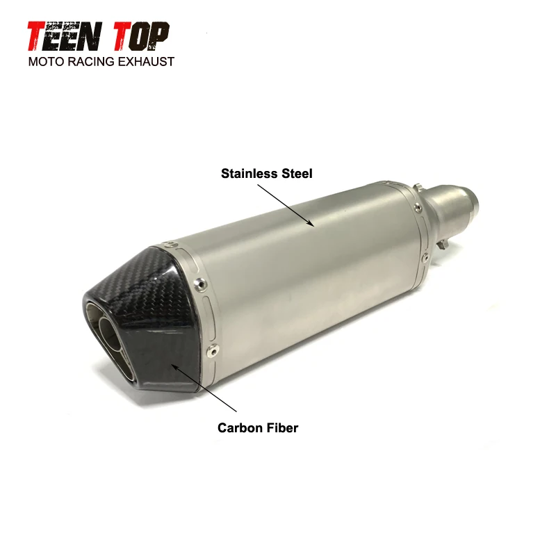 370mm Universal Motorcycle Muffler Carbon Fiber Exhaust For Benelli TRK 502 502C BJ600 Tornado 302R Sistemi Di Scarico Pitbike