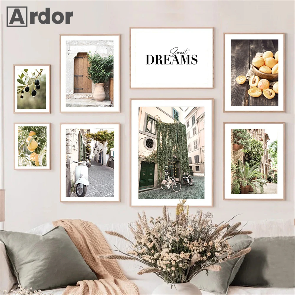 

Village Wall Posters Olive Apricot Canvas Pictures Plants Art Painting Flower Print Nordic Poster Living Room Home Decoration