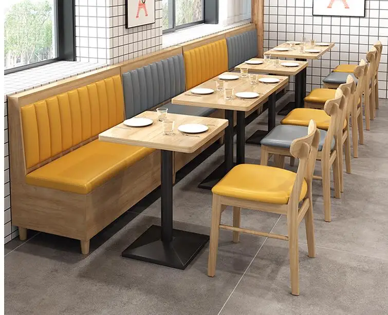 Western Restaurant Wall Stand Snack Shop Restaurant Catering Shop Solid Wood Sofa Dessert Milk Tea Table Chair