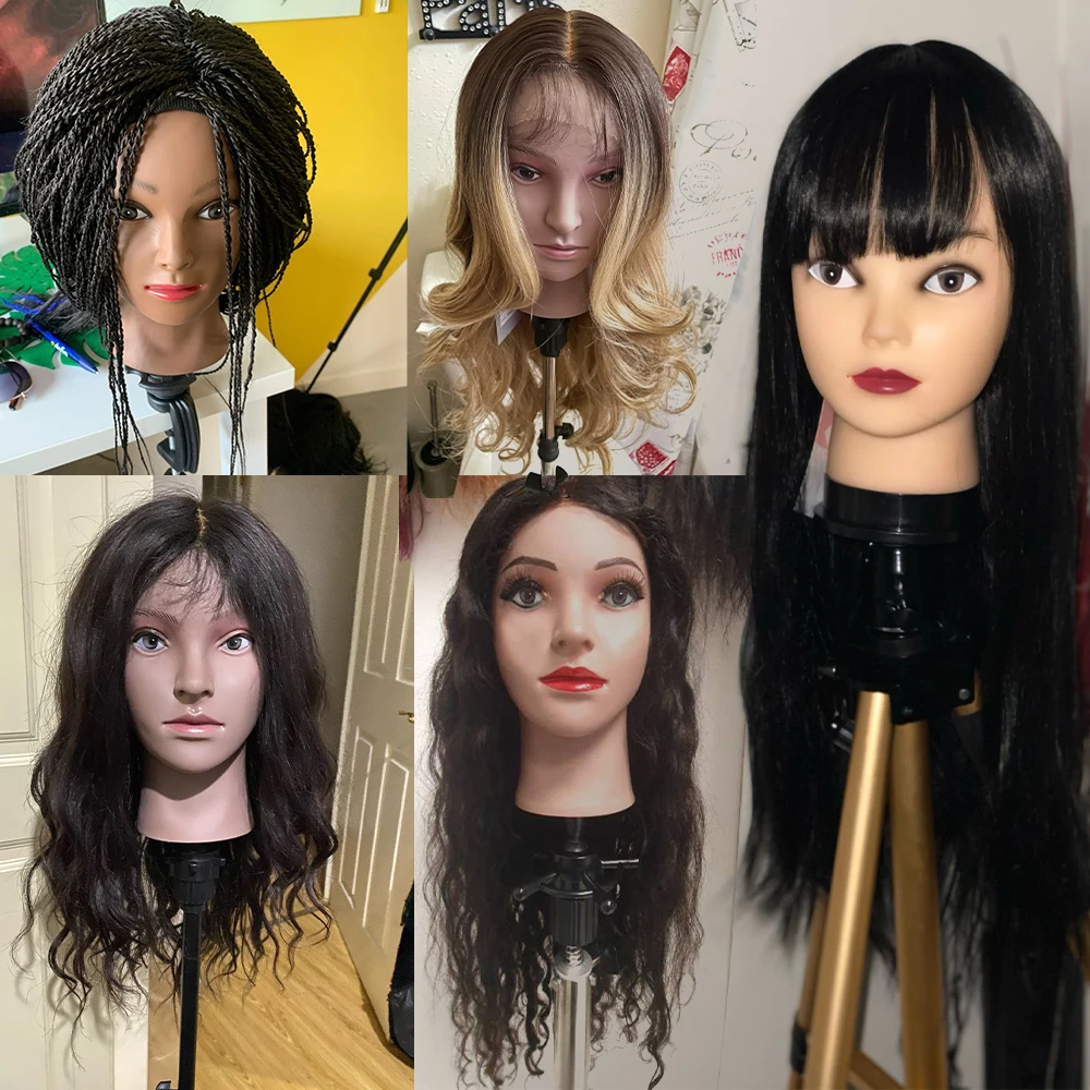 Bald Mannequin Training Head Stand Set For Wigs Making Styling
