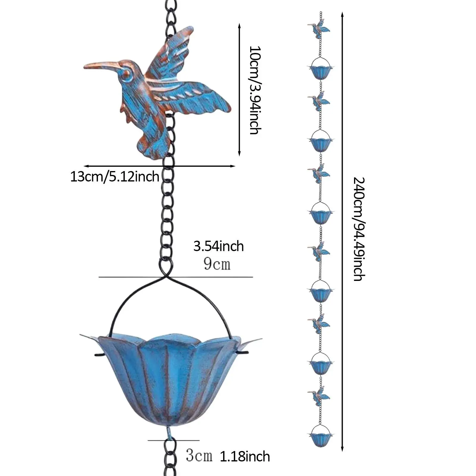 Gutters Downspouts for Divert Water Villas Eaves Drainage Outdoor Rain Collector Cups Bird Rain Chains for Gutters Catcher Chain