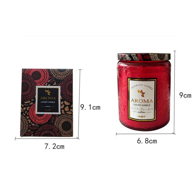 Scented Candle in Embossed Glass Cup - Smokeless Handmade Soy Wax Fragrance Gift