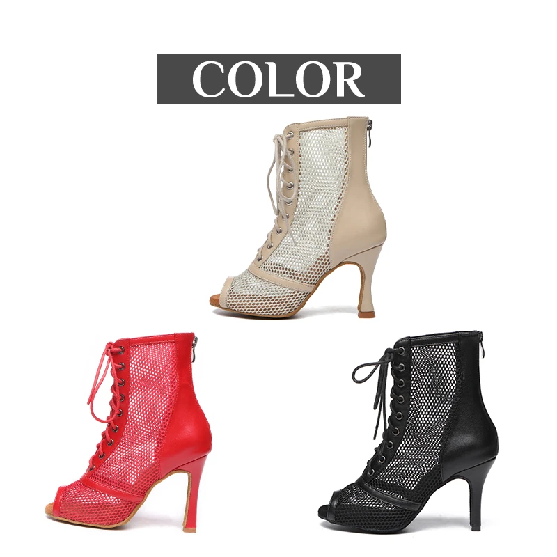 DKZSYIM Latin Dance Boots Women Ballroom Dance Shoes Ladies Girls Soft Soles Tango/Salsa Dance Shoes Customizable Heel 5cm-8.5cm 2