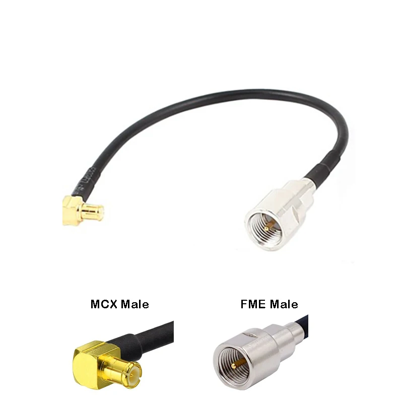 

FME Male Plug to MCX male Right Angle extension cable mcx 90 degree connector signal connection RG174 30cm pigtail adapter cable