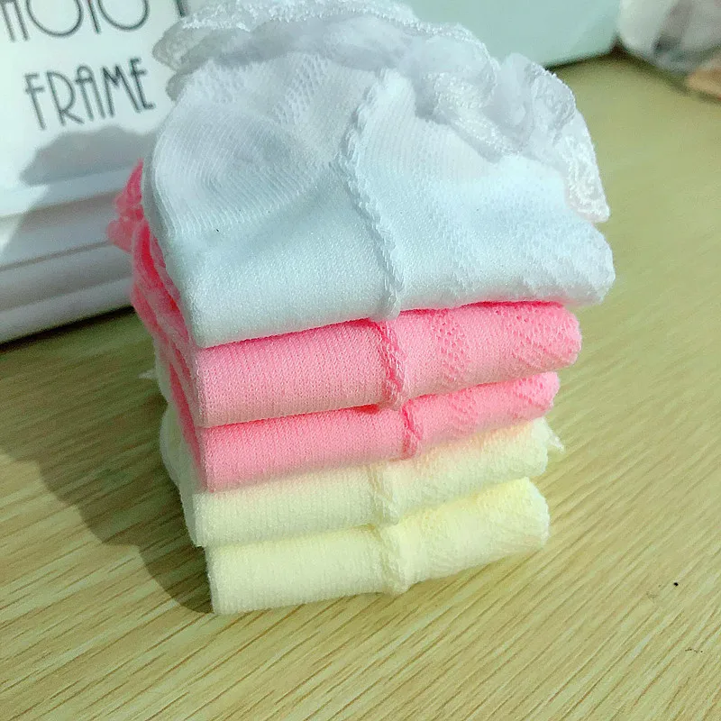 Baby Girls Ankle Socks Breathable Cotton Lace with Ruffle Princess Mesh Sock Children White Pink Yellow Kids Toddler Dance Socks