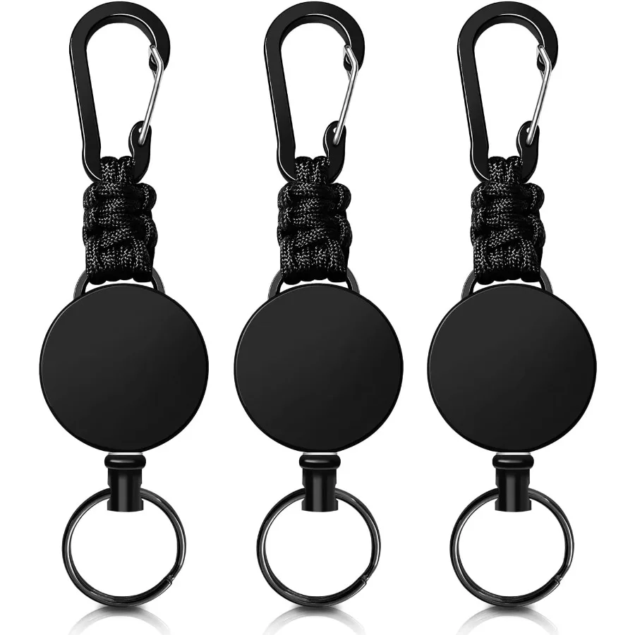 Retractable Keychain Carabiner Badge Holder 3 Pack