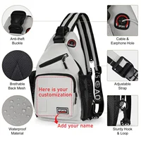 Custom Unisex Sling Backpack - Personalized Crossbody Bag with USB Port & Logo Printing for Travel/Sports Multi-Purpose Chest Ba