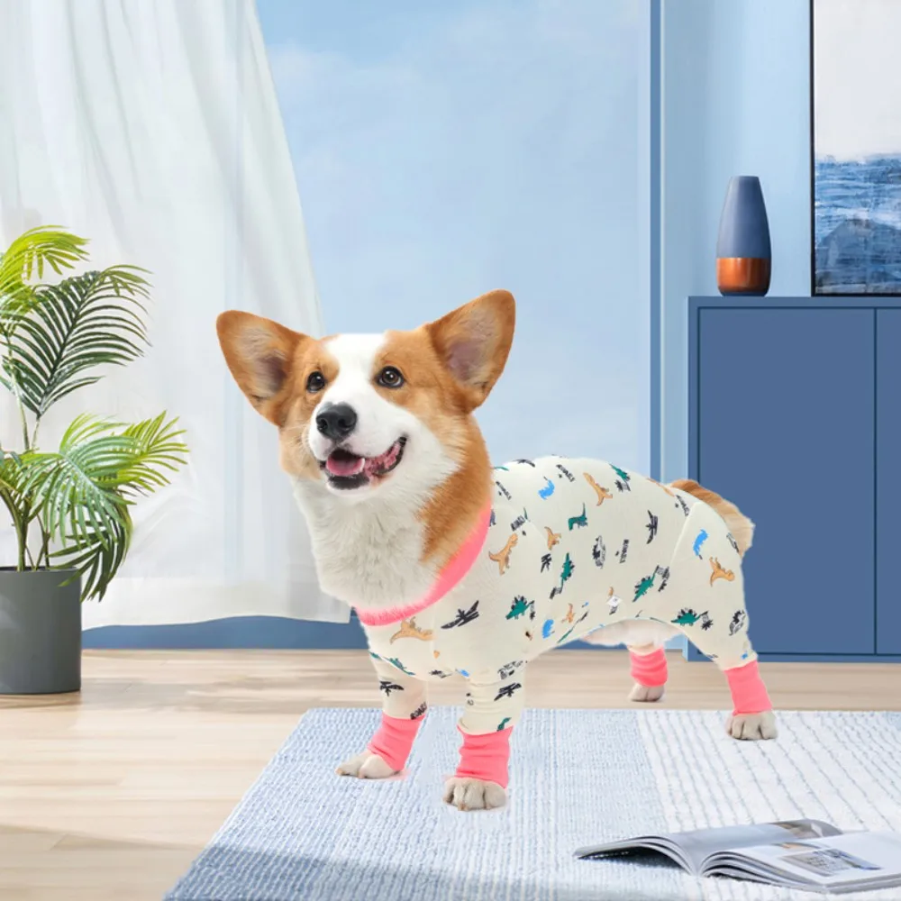 Goofy Corgis \u0026 Colorful Blossoms Pajama Set for Women, image size:1000x1000