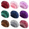 Women Satin Bonnet Hair Bonnet for Sleeping Hair Care Silk Bonnets Solid Wide-brimmed Sleeping Hat with Elastic Soft Band 1
