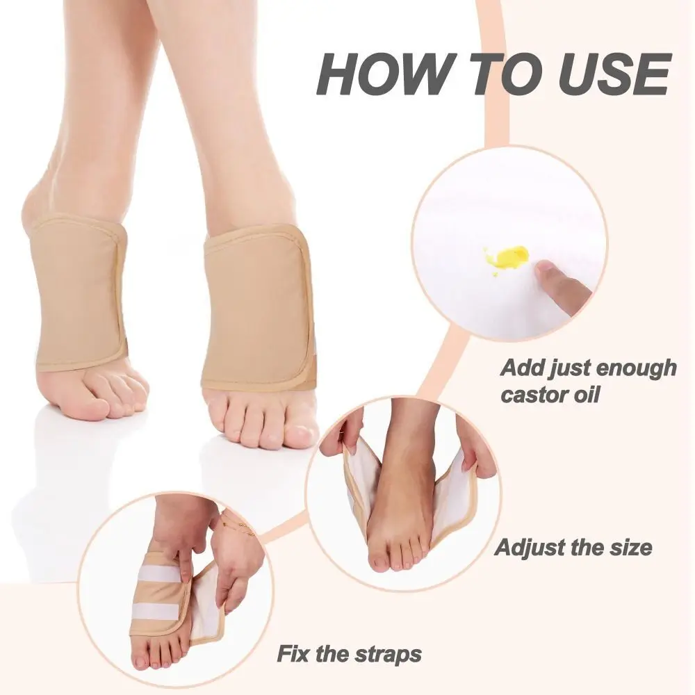Pair of Castor Oil Packs Soft Organic Cotton Reusable Essential Oil Care Aid Packs Elastic Strap Organic Castor Pack Feet