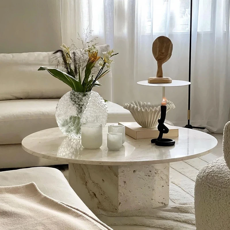 

Aesthetic Entryway Coffee Tables Design Nordic Modern Luxury Round Center Tea Table Clear Simple Mesa De Centro Home Furniture